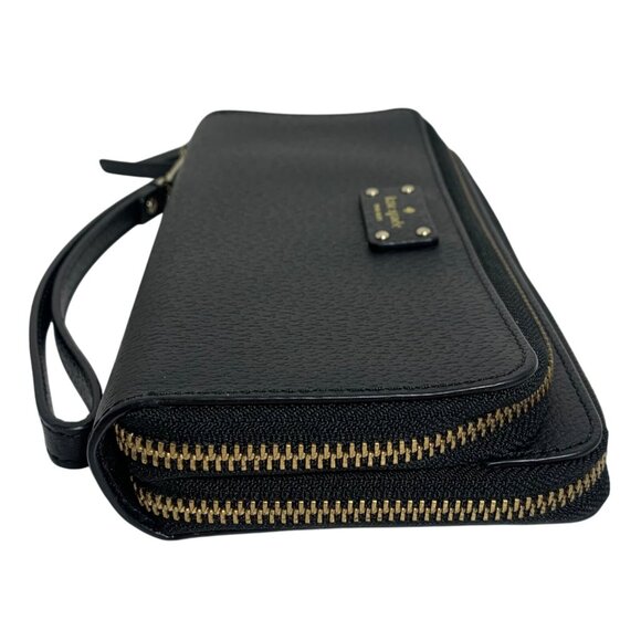Kate Spade Grove St Anita Black Leather Double Zip Around Wallet Wristlet EUC - Picture 3 of 11